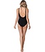 black soft cup, powernet v neck swimming costume model chic