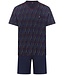 Robson mens blue short sleeve v neck cotton shorty set coloured lines