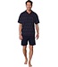 mens blue short sleeve v neck cotton shorty set coloured lines