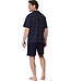 mens blue short sleeve v neck cotton shorty set coloured lines