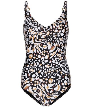 Pastunette Beach soft cup powernet v neck swimming costume with twist sandy beach