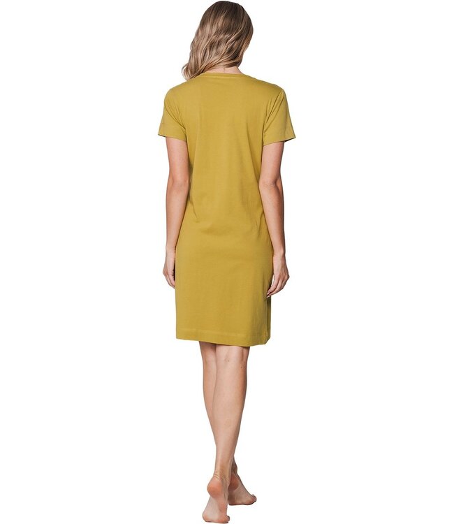 jadegroen katoenen dames nachthemd korte mouw en zakken dotty sunflower