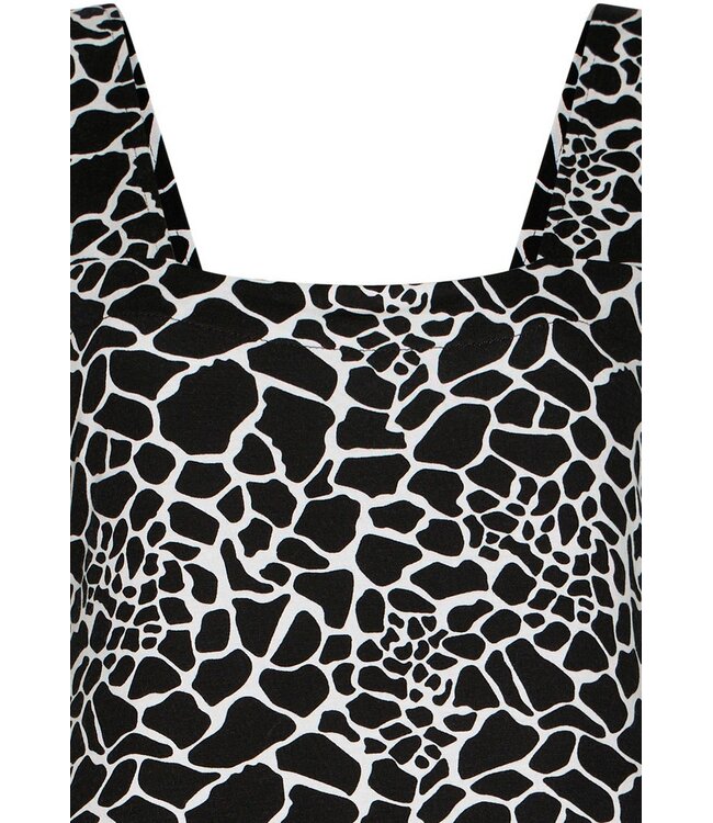 trendy zwarte mouwloze strandjurk met brede bandjes pebble beach