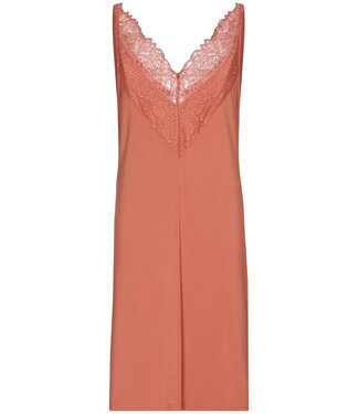 Pastunette Premium luxe mouwloos dames nachthemd in oranje-bruin Floral Elegance