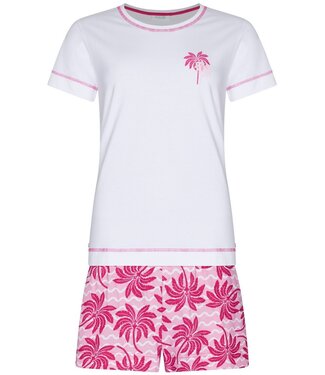 Rebelle framboos roze biologisch katoenen dames shortama palm waves