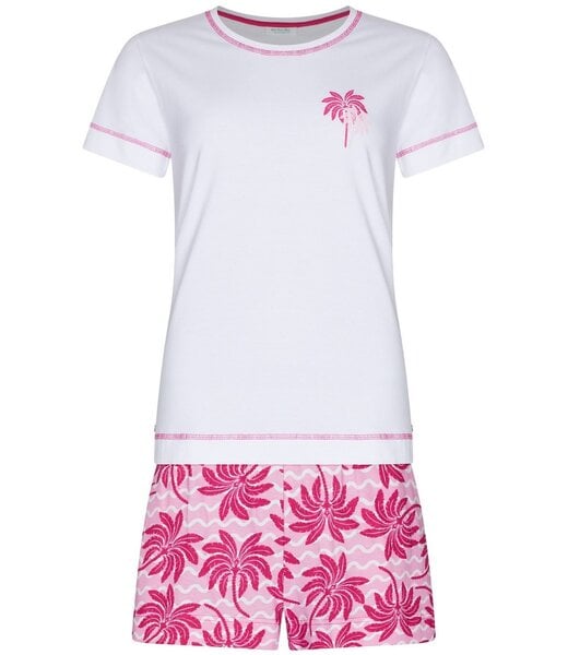 Rebelle framboos roze biologisch katoenen dames shortama palm waves