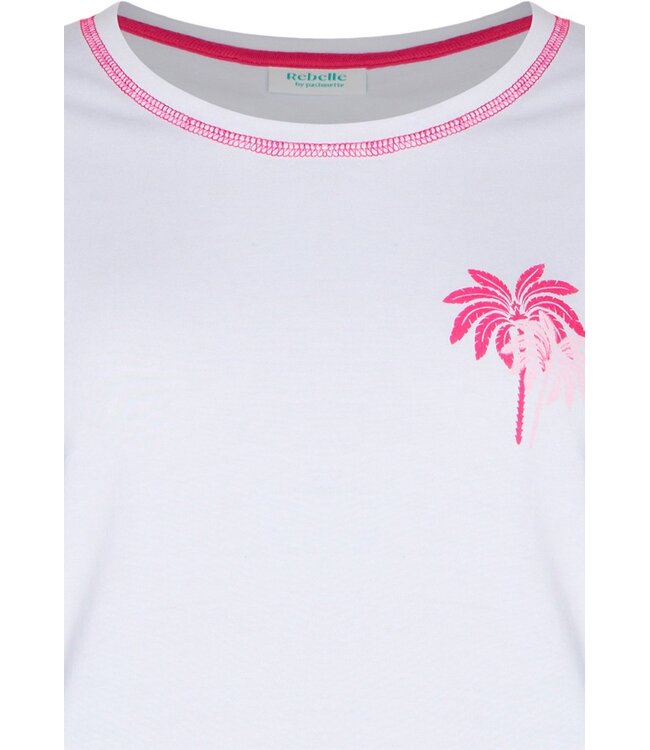 framboos roze biologisch katoenen dames shortama palm waves