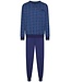 donkerblauwe katoenen heren pyjama met boorden geometrical triangles