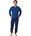 dark blue cotton cuffed pyjama set with buttons geometrical triangles