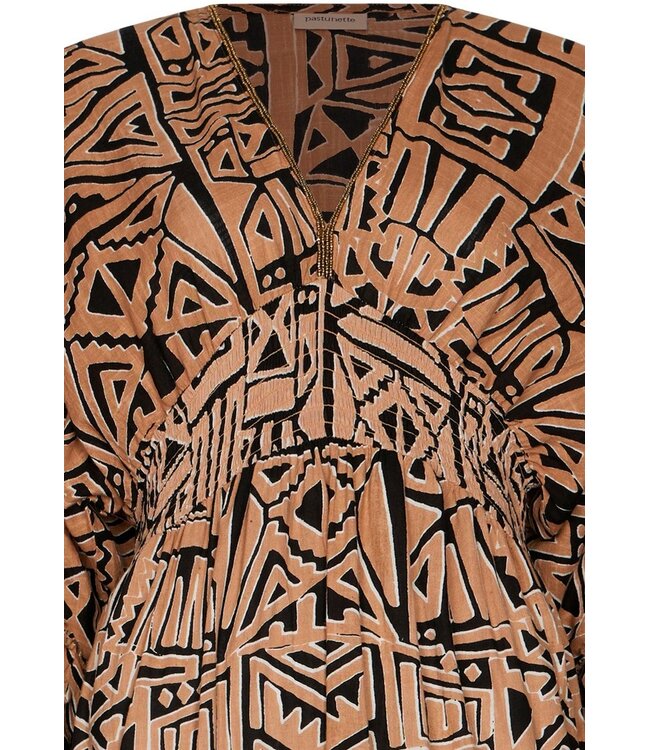 extra long brown 3/4 sleeve flowy beach dress bohemian beach