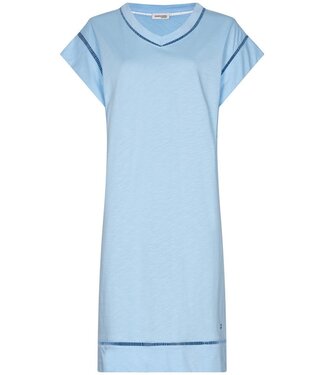 Pastunette Premium short sleeve 'v' neck organic cotton nightdress pretty blue detail