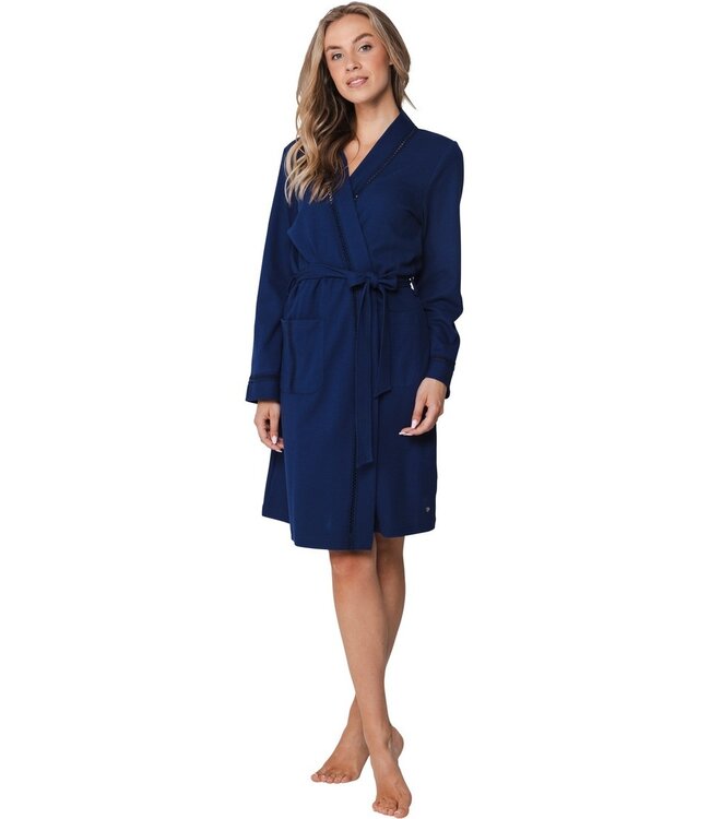 micro-wafel kimono damesochtendjas katoenmix Summer Marine