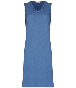 Pastunette mouwloos biologisch katoenen damesnachthemd kort Blue Comfort Frill