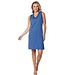 ladies organic cotton sleeveless short nightdress blue comfort frill