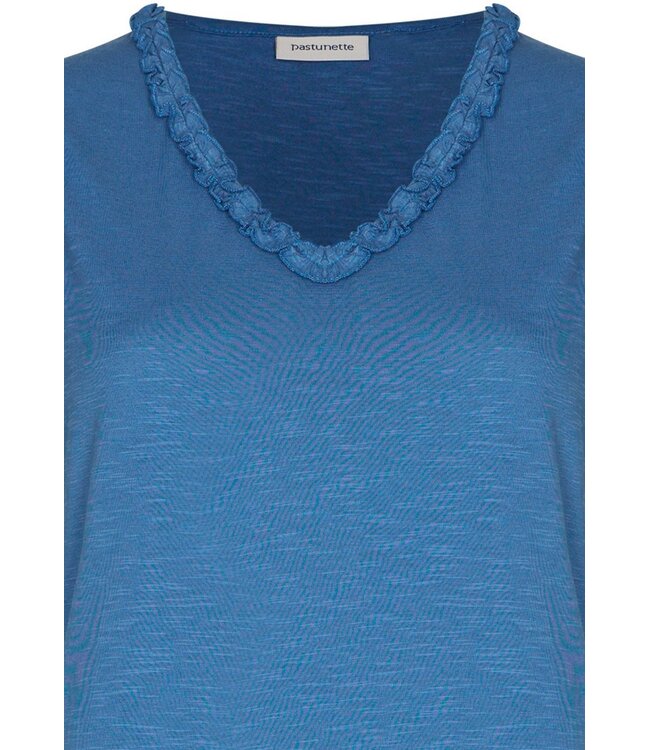 mouwloos biologisch katoenen damesnachthemd Blue Comfort Frill