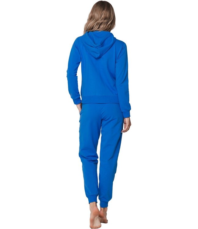 blue cotton french terry lounge set with hood true blue