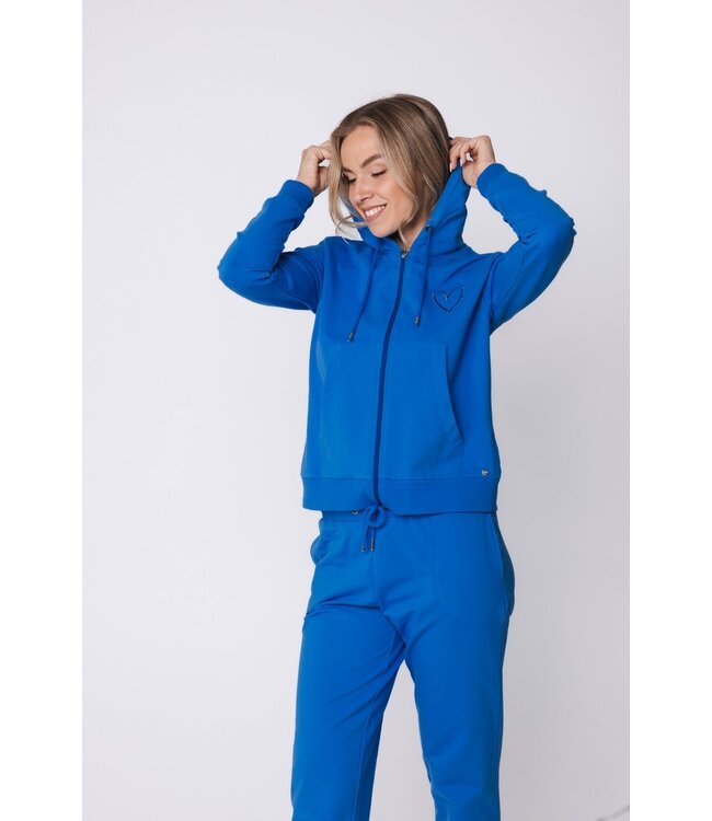 blue cotton french terry lounge set with hood true blue