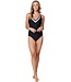 soft cup v neck swimsuit with powernet monochrome chic