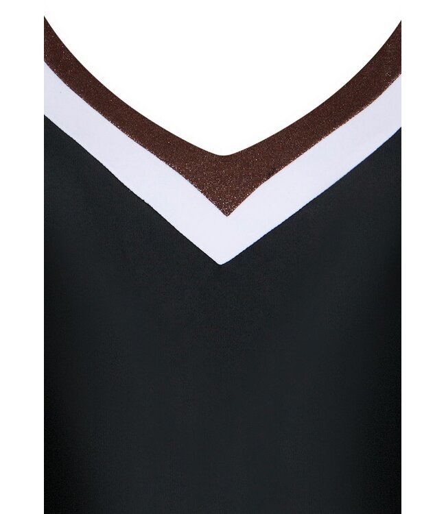 soft cup v-hals badpak met powernet monochrome chic