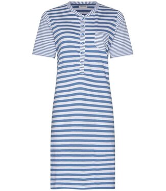 Pastunette blauw katoenen damesnachthemd met knopen Stripey Marine