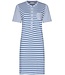 ladies blue cotton nightdress with buttons stripey marine blue