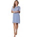 ladies blue cotton nightdress with buttons stripey marine blue