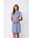 ladies blue cotton nightdress with buttons stripey marine blue