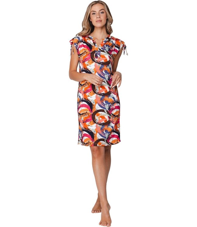 capped sleeve v neck beachdress with pretty beads arty beach