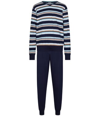 Pastunette for Men katoenen heren pyjama met v-hals en boorden Groovy Stripes