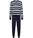 Pastunette for Men men's dark blue 'v' neck cotton pyjama set with cuffs groovy stripes
