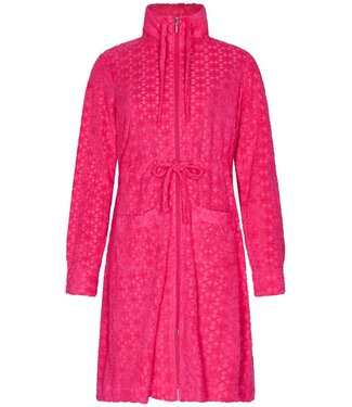 Pastunette jacquard badstof damesochtendjas met rits Coral Flowers