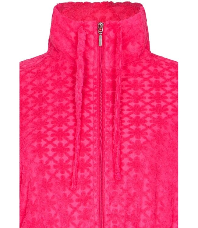 jacquard badstof damesochtendjas met rits Coral Flowers