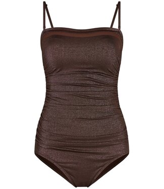 Pastunette Beach bronze soft cup powernet bandeau swimming costume bronze shimmer