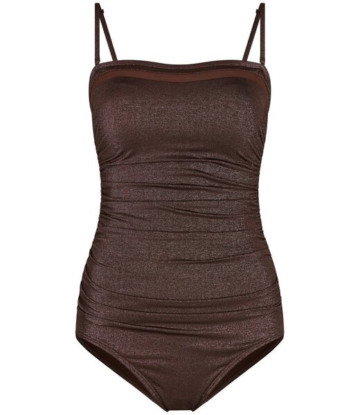 Pastunette Beach bronze soft cup powernet bandeau swimming costume bronze shimmer