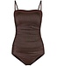 rood, soft cup, bandeau badpak met powernet bronze shimmer