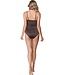 rood, soft cup, bandeau badpak met powernet bronze shimmer