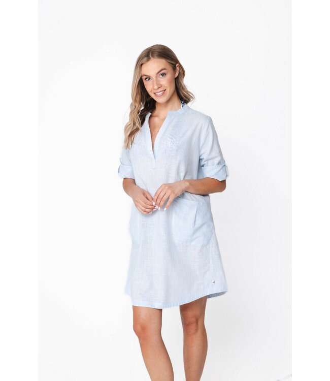 sky blue 3/4 sleeve cotton woven beach tunic chic fabulous beach