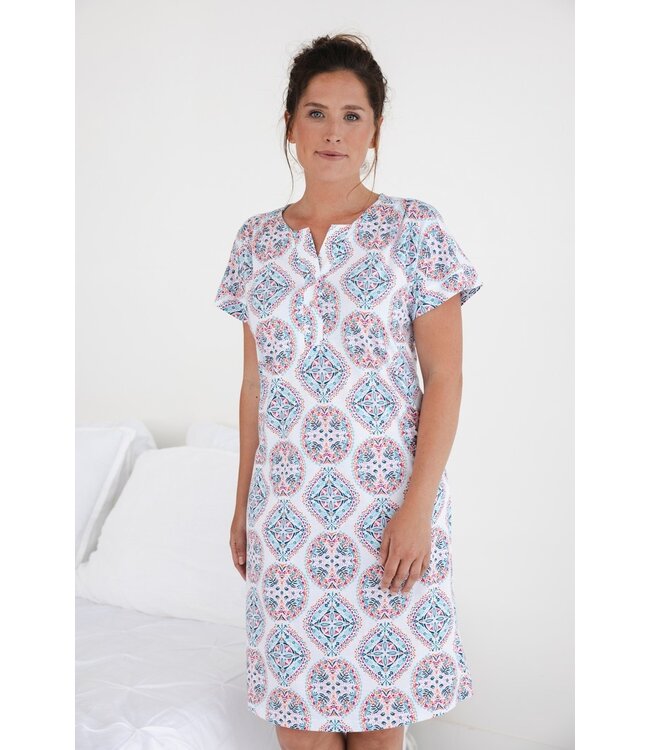 ladies luxury cotton-modal short sleeve nightdress charming circles