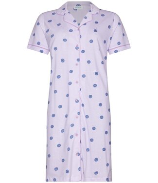 Rebelle ladies lilac full button organic cotton nightdress fabulous flower