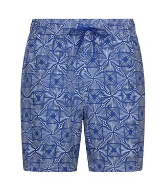 Pastunette for Men Beach trendy blue swim shorts with elasticated tie-waist funky squares