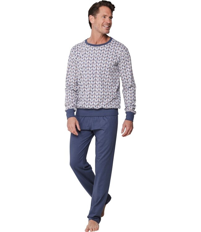 grijze heren pyjama met lange mouwen van katoen-polyester Groovy Mix