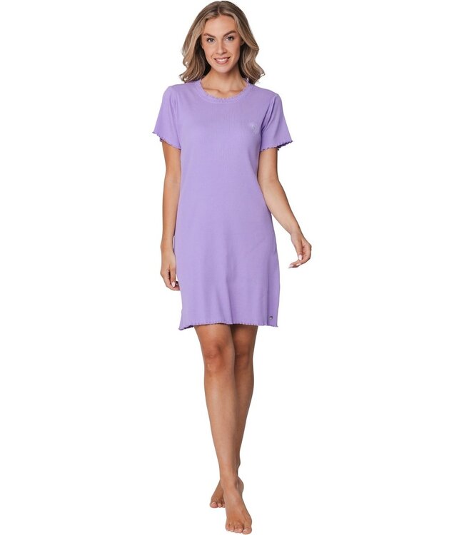 lilac short sleeved cotton-mix ladies nightdress fabulous flower