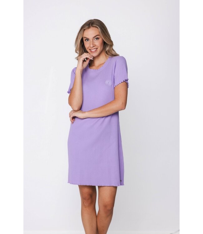 lilac short sleeved cotton-mix ladies nightdress fabulous flower