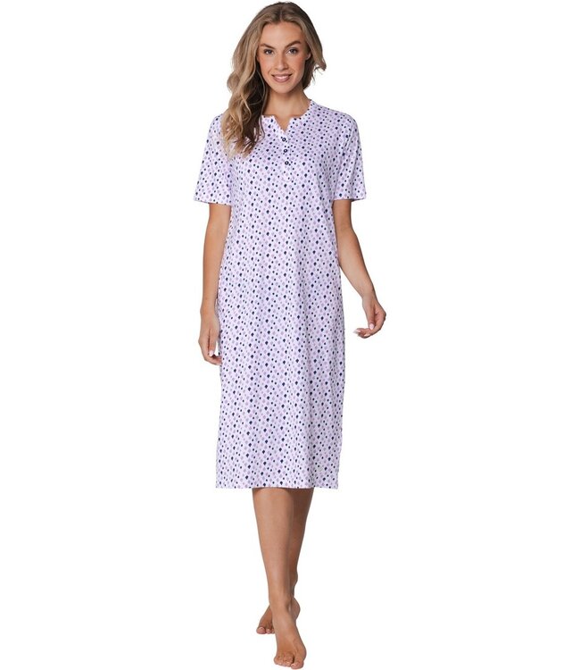 classic longer length nightdress with buttons abstract floral jewel