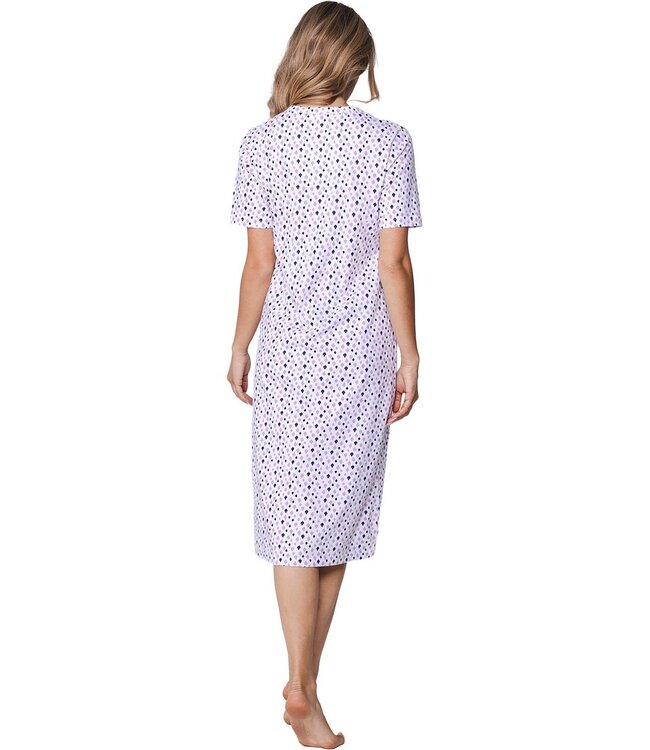 classic longer length nightdress with buttons abstract floral jewel
