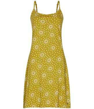 Rebelle biologisch katoenen dames spaghetti jurk verstelbare bandjes dotty sunflower