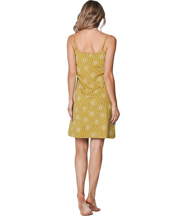 biologisch katoenen dames spaghetti jurk verstelbare bandjes dotty sunflower