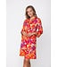 trendy floral beachdress with buttons and flared cuff coral beach