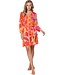 full button 3/4 sleeve see-through beach dress with belt coral beach