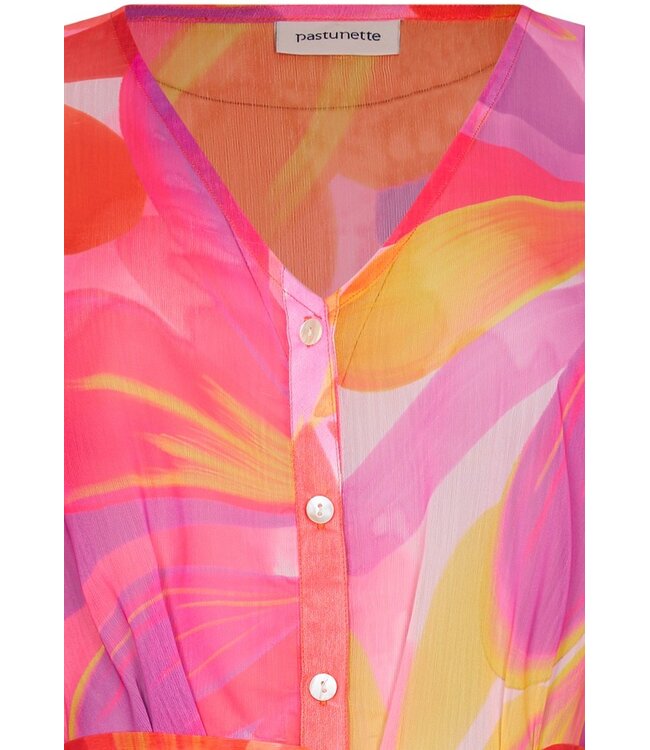 Doorknoop strandjurk met 3/4 mouwen en ceintuur Coral Beach